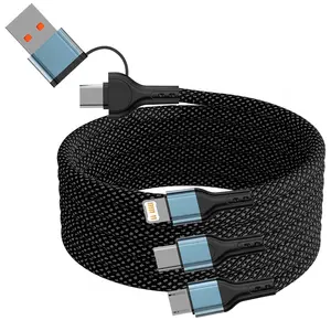 3-In-1 Fast Charging Cable Micro USB Type-C Charger for iPhone Huawei Oppo Xiaomi Redmi Samsung Phone Data Sync Cord Multi Charger Cable