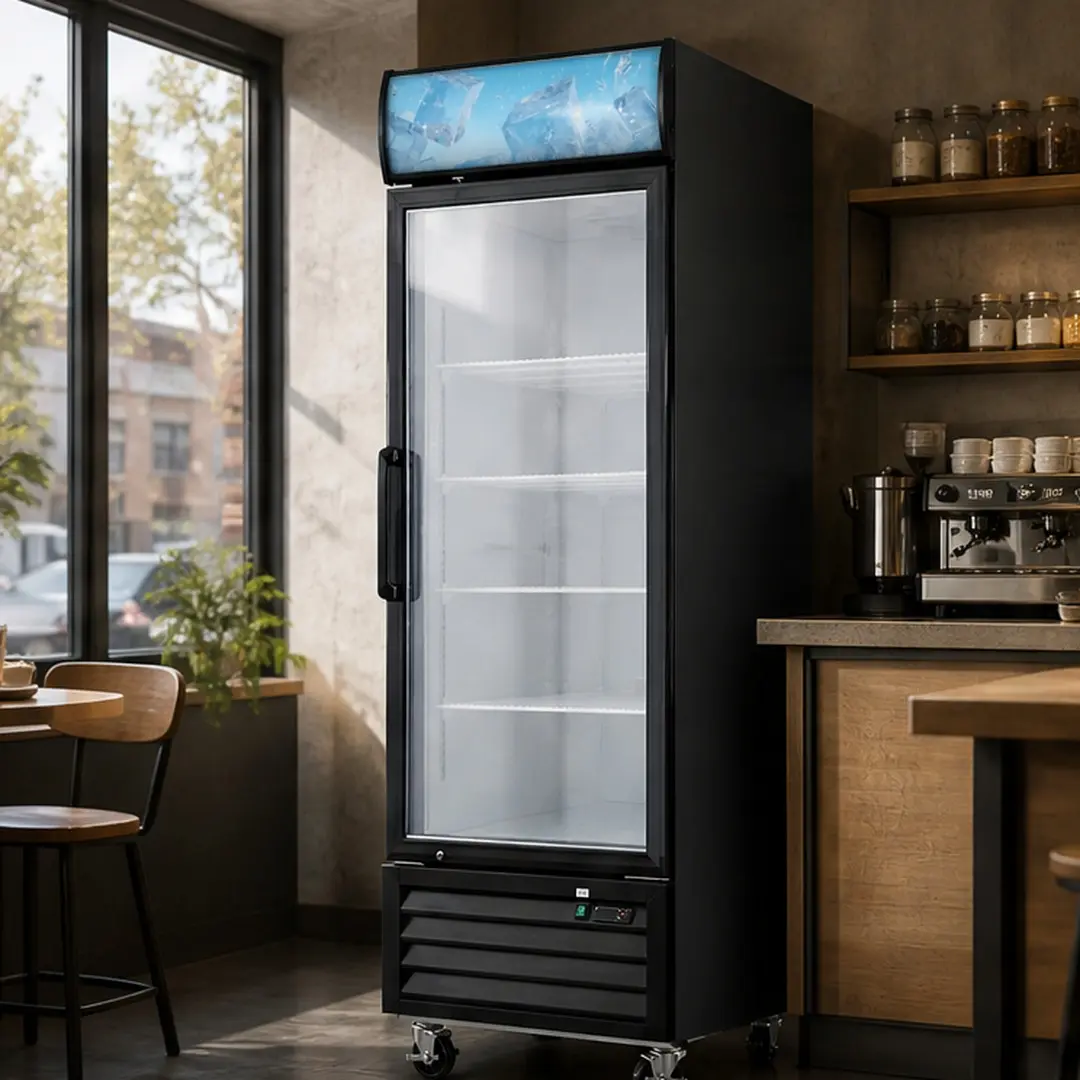 New 16 Cu.Ft Commercial Upright Glass Door Display Freezer Merchandiser, ETL Certified, -8 to -1°F, Auto Defrost, LED Lighting, Heated Door Frame, Steel Construction, Black, for Cafes & Restaurants, New Freezer