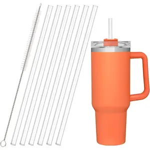 Replacement Straws for  40 30oz Adventure Quencher Travel Tumbler 6Pack,   Clear Straws with Cleaning Brush, Compatible with  Cup Mug Accessories