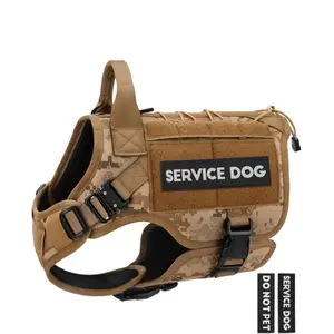 PETNANNY Tactical Dog Harness - Service Dog Harness Emotional Support Dog Vest for Medium Large Dogs, No Pull ESA Dog Vest with Hook & Loop, Working Molle Vest for Training Hunting(Desert Camo,M)