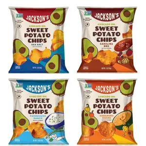 Jackson’s Sweet Potato Kettle Chips Avocado Oil Variety Pack 1.5 oz - Pack of 10, Allergen-Friendly, Gluten Free, Vegan, Snack, Crispy