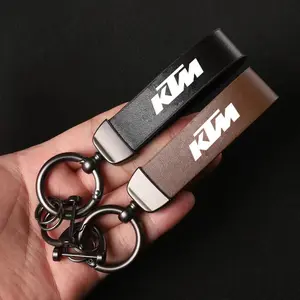Genuine Leather Car Logo Keychain Motorcycle Key Chain Ring For KTM EXC EXCF XC XCF SX SXF 125 250 300 350 400 450 500 1997-2023 Auto Accessories
