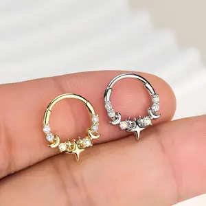 OUFER 16G Whimsical Astronomy Septum Clicker Septum Ring 316L Stainless Steel