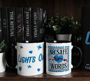 [Sale Up To 50%] Lights Out Book Mug Dark Romance Reader Gift Navessa Allen Inspired Blue Skull Coffee Cup Spicy BookTok Merch Morally Grey