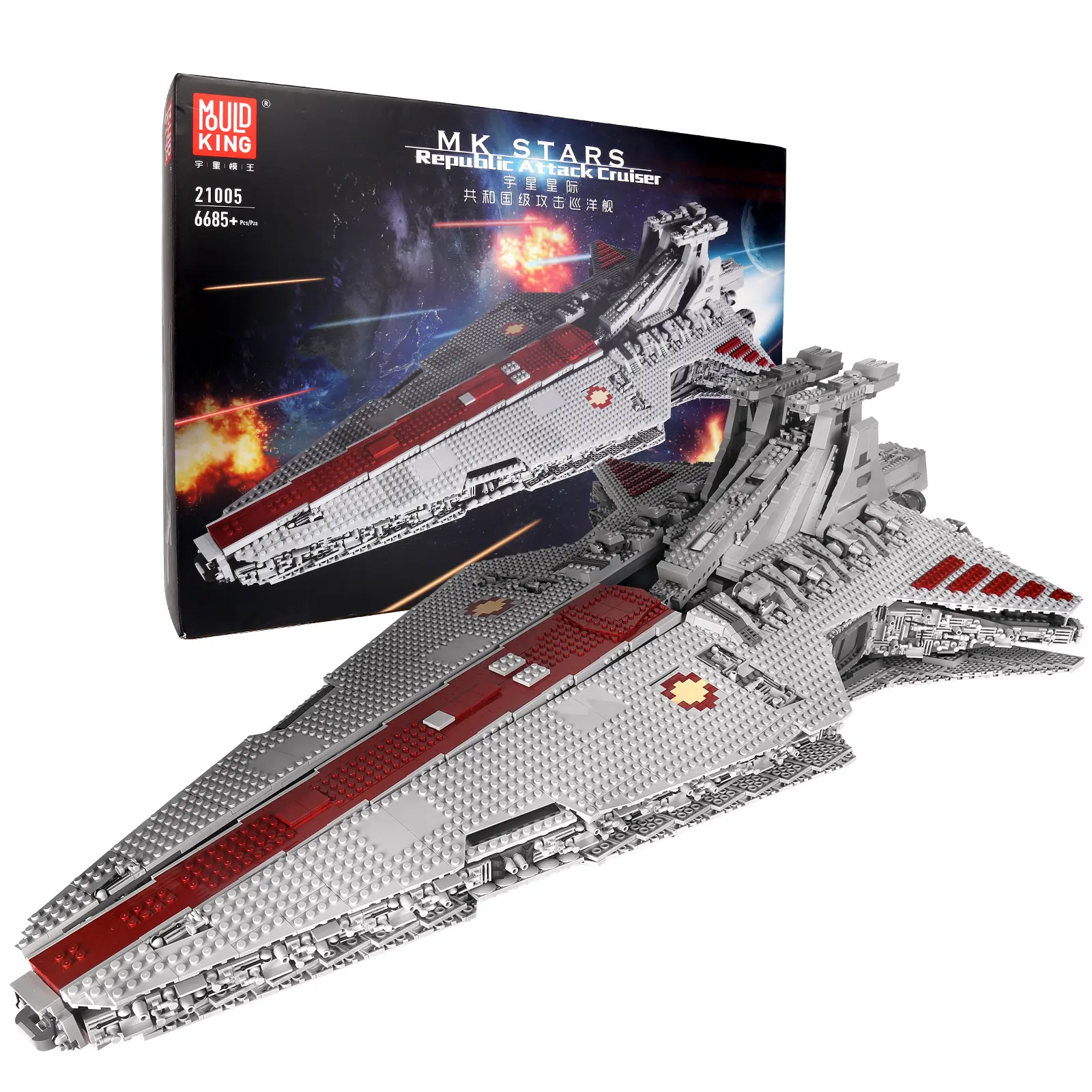 Mould King 21005 Realistic Super Star Destroyer & Venator-Class Republic Attack Cruiser Model Kits, STEM Unisex Building Set for 10-12 Years Old Hobbyists