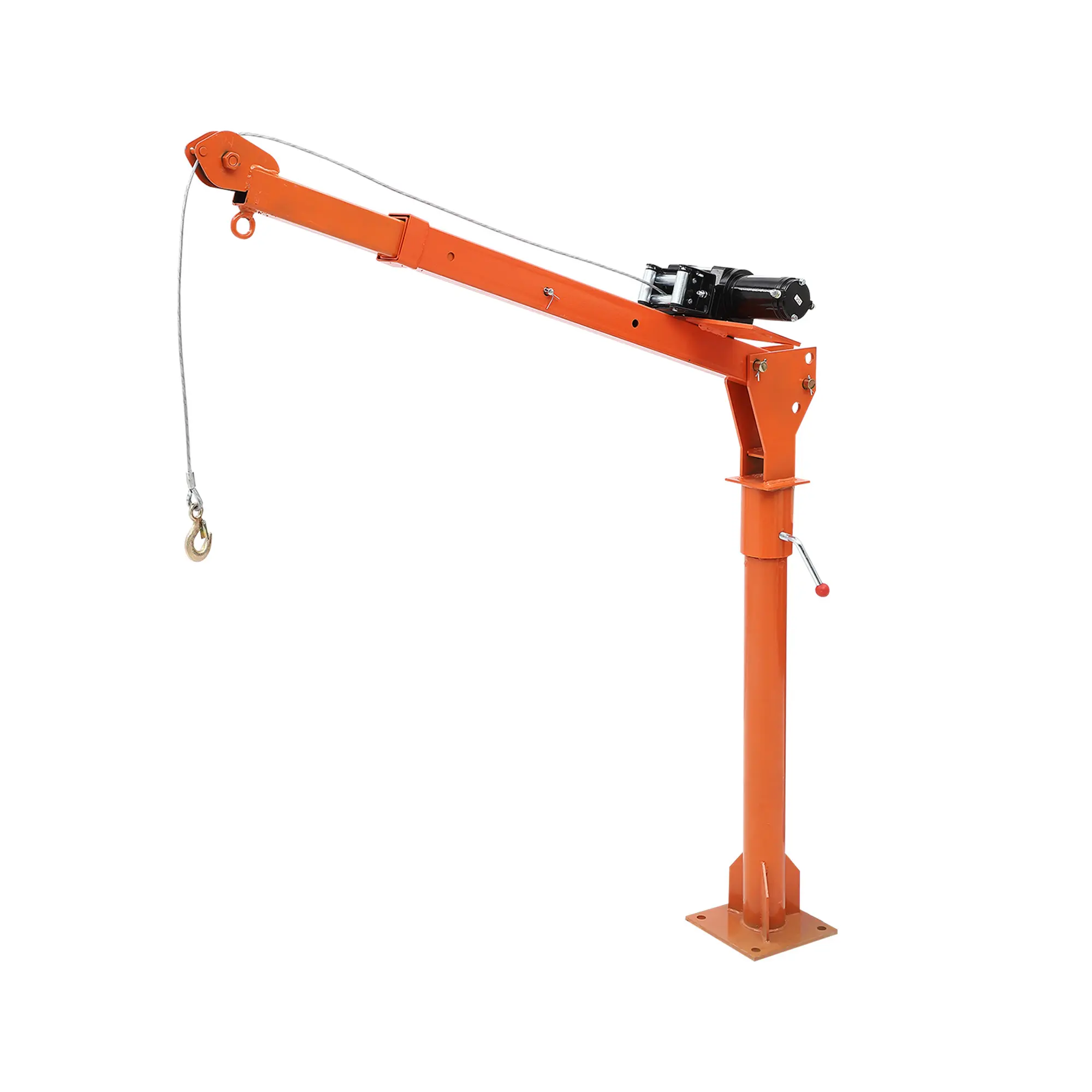 Heavy Duty Pickup Truck Davit Crane with 3500 lbs 12V Electric Winch, 1100 lbs Capacity Telescopic Boom Lift Crane, 360° Swivel Truck Mounted Hoist Davit Crane with Hitch Receiver for Engine Generator Loader