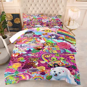 Lisa Frank Style Rainbow Animal Comforter Set, Soft Breathable Y2K Aesthetic Bedding, 1 Quilt + 1/2 Pillowcases, All-Season Cozy Quilt for Kids & Teens Bedroom, Dorm & Playroom Decor, Twin/Full/Queen Size