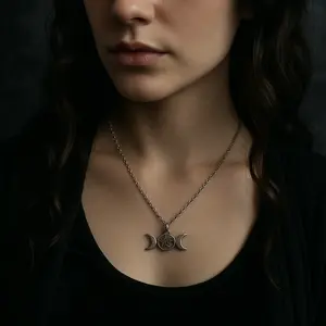 Triple Moon with pentacle necklace