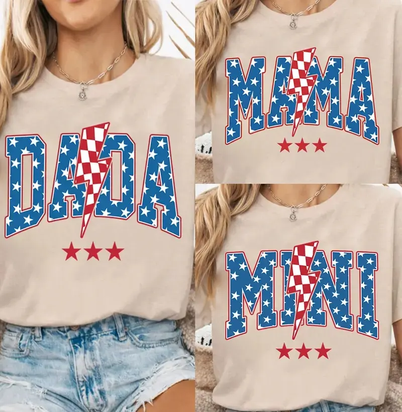 Patriotic Family T-Shirt, American Dada Mama Mini Shirt, Red White Blue Shirt, Family 4th Of July Shirt, 4th of July Gift