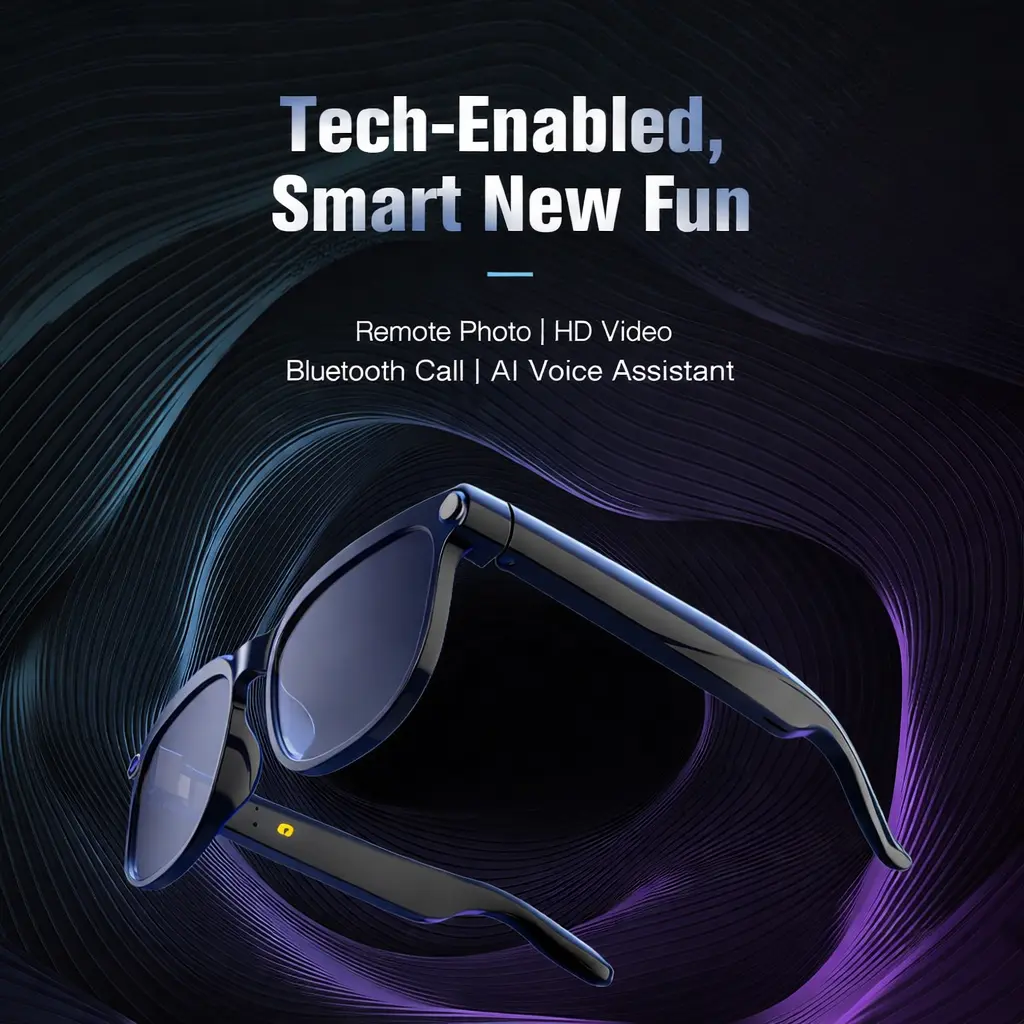 4K Smart Camera Glasses with 8MP Camera, 1080P HD Video Recording, Bluetooth Audio Sunglasses, Real-Time AI Translation, Voice Assistant, Touch Control, Wearable Camera Glasses for Travel & Daily Use