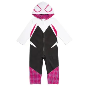 Marvel Spider-Man Spider-Gwen Ghost Spider Toddler Girls Zip Up Cosplay Coverall White 2T