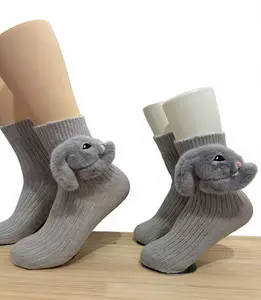 Easter Bunny Non-Slip Grip Socks for Yoga & Sports |   Unisex 3D Socks with Silicone Bottom, 1 Pair for Outdoor & Fitness