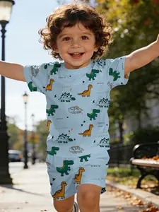 Short-sleeved suit for babies and infants, casual children's clothing for little ones, suitable for daily and outdoor sports T-shirts, 100% polyester, a perfect gift for infants and toddlers!