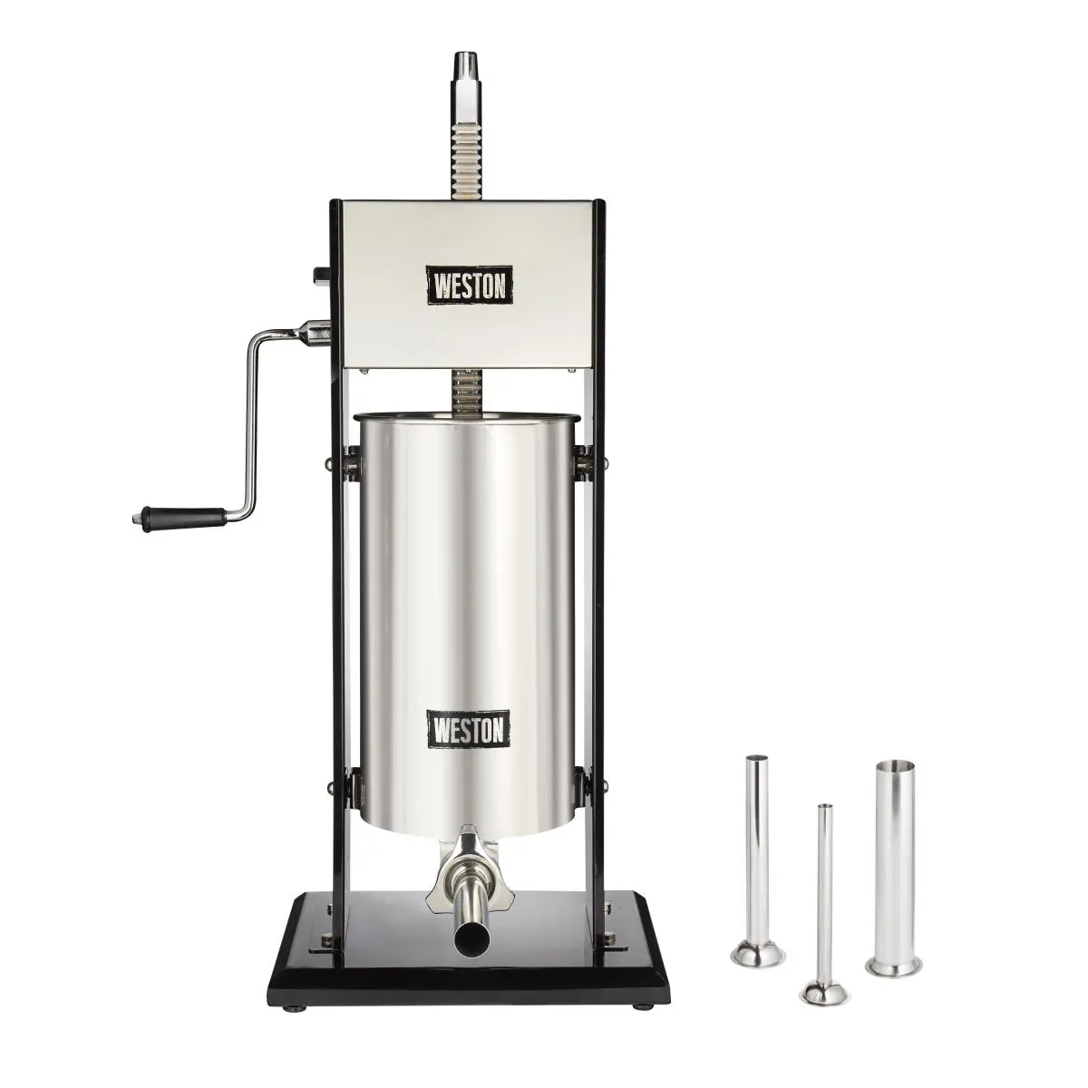 Weston 2-Speed Vertical Sausage Stuffer, 60 lbs Commercial-Grade Kitchen Utensil, All-Metal Gears, 4 Sizes of Stuffing Tubes, Dishwasher Safe