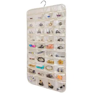 Hanging Jewelry Organizer,Accessories Organizer,80 Pocket Organizer for Holding Jewelries(Beige)