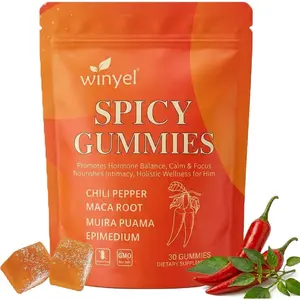 Spicy Gummies Cubes - Hot Peach Flavor - Chili Pepper, Maca Root & Muira Puama - Herbal Supplement for Energy, Mood & Vitality - Romantic Mood Enhancer for Couples Vitamin Healthcare