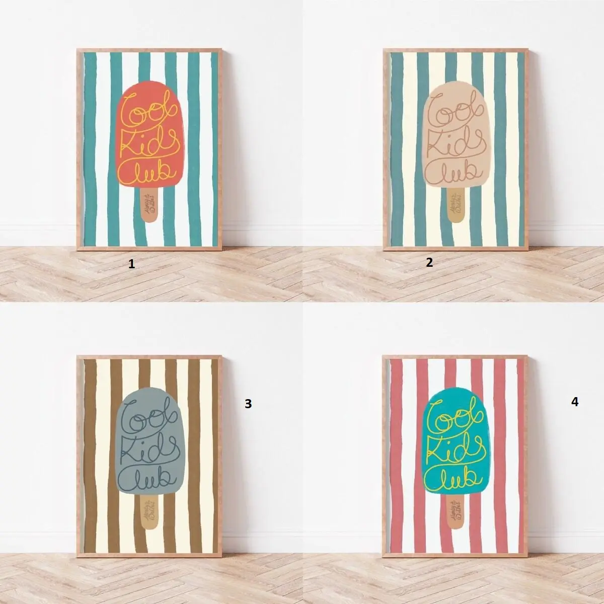 Cool Club, Positive Affirmation print, Kid's Poster, Candy stripes, Affirmations Poster, Stripes, Affirmation Wall Art, Ice Lolly Unframed