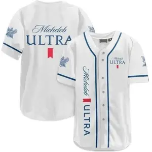 MichelobUltra White Baseball Jersey .Jersey Baseball Shirt Game Day Baseball Tee, Unisex Athletic Jersey