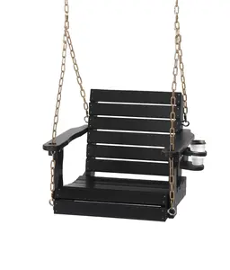 HDPE Heavy Duty 880 LBS Porch Swing Outdoor with Adjustable Chains, with Rotatable Cup Holder, Hanging Porch Swing Chair for Porch, Yard, Tree, Garden