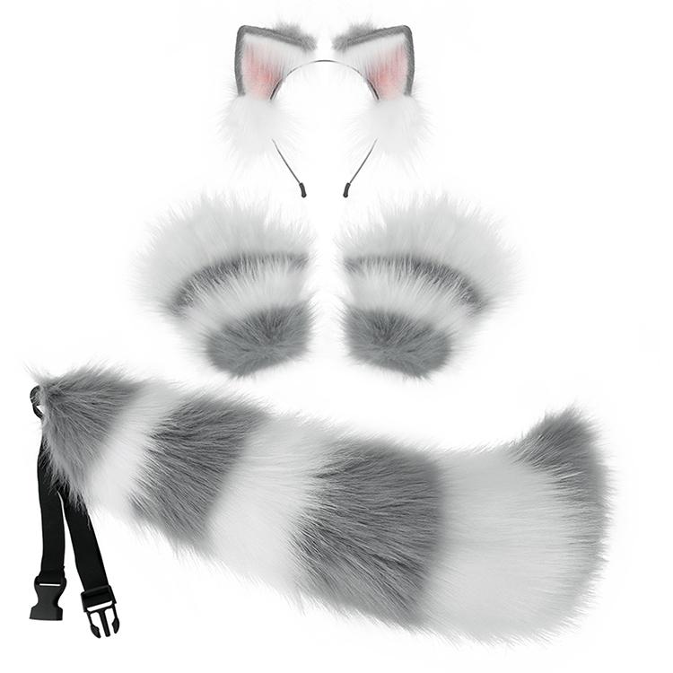 3-Piece Animal Cosplay Set – Fluffy Ears, Claws & Tail | Perfect for Sexy Roleplay & Cosplay Fun Belt Fursuit Short Costume Womenswear Adjustable Clothes Comfortable Furry Plush Skeleton Soft