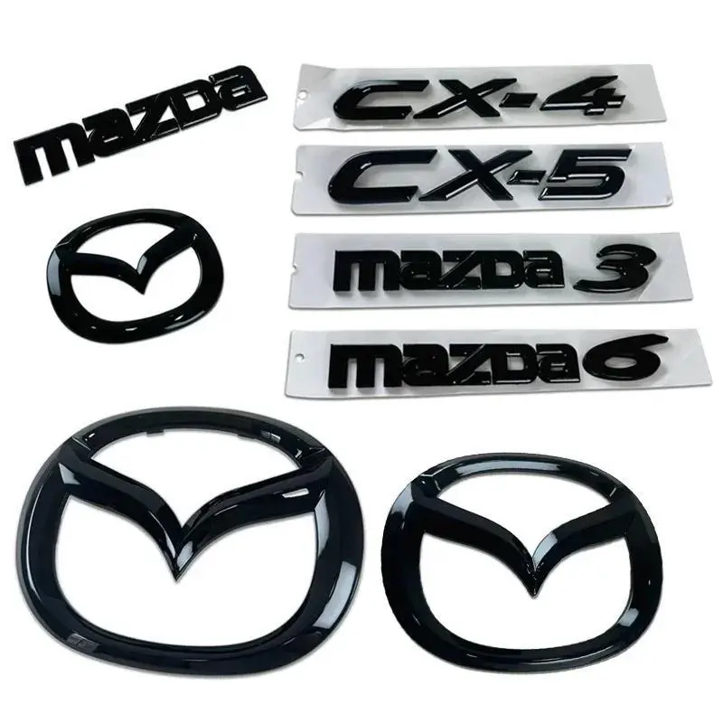 Plastic Car Front Trunk Emblem Rear Tail Refitting Decoration for Mazda 3 6 CX-4 CX-5 Steering Wheel Badge 3D Replaced Sticker