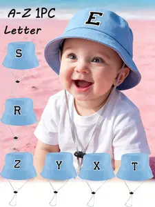 1PC High-Value Versatile Fisherman Hat with Letter Embellishments, Unisex Adjustable Kids' Cap, Non-Slip Fit for All Seasons, Casual Style1-2Y