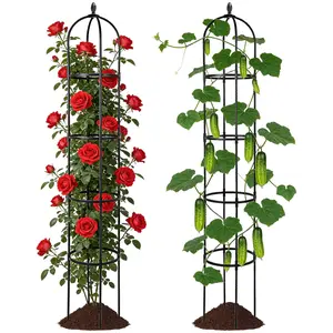 2 Pack Garden Obelisk Trellis, 71" Tall Plant Support for Climbing Vine, Metal Covered Plastic Coating Rustproof Heavy Duty Rose Trellis Indoor Outdoor(Black, 71 * 12.6 * 12.6IN(H*W*L))