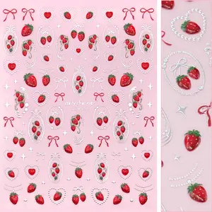 3D Embossed Nail Art Sticker / Strawberry Glitz