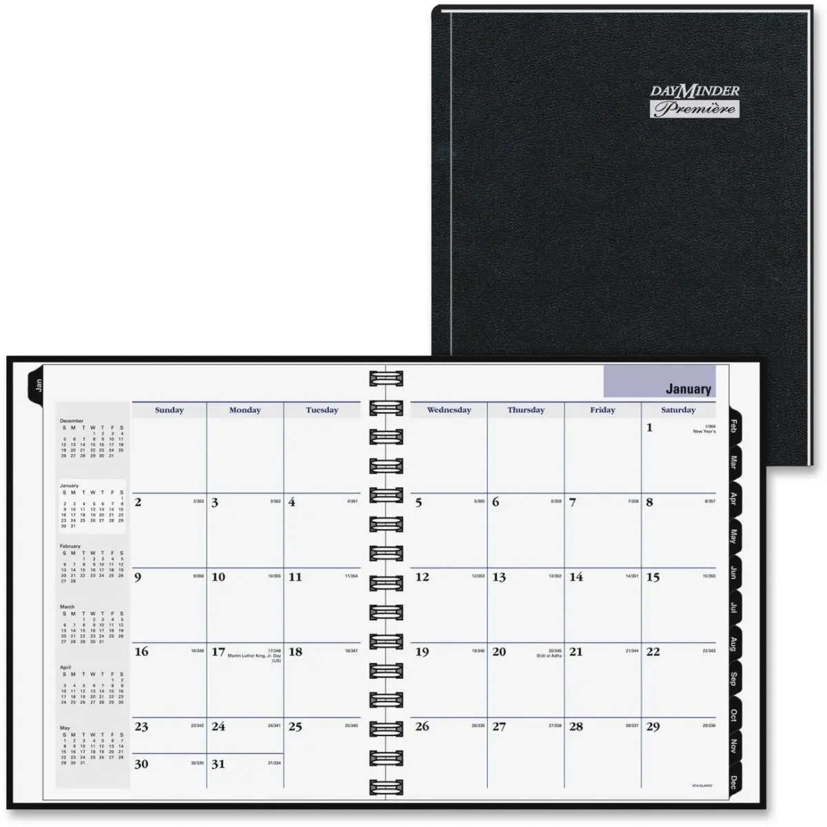 At-A-Glance Hard-Cover Monthly Planner, 7x9 in, 1-month-per-2-page spreads, 30% post-consumer material, concealed twin wire binding, 4 future months, Black, Annual Planner