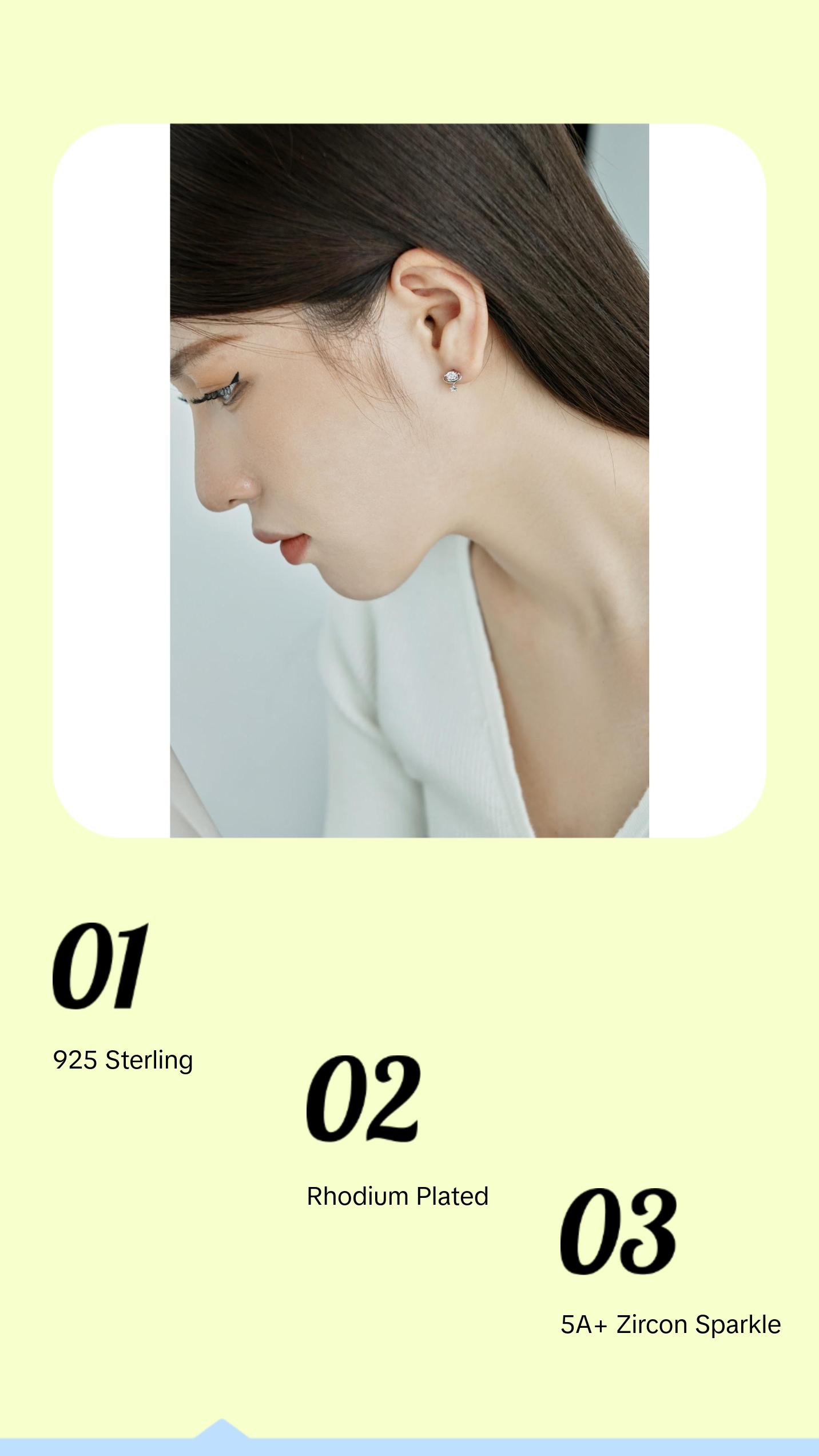 Star Stud Earrings in 925 Sterling Silver for Women