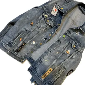 Custom 1Of1 Time Capsule Denim Jacket Menswear Summer 2025 Early Release with Unique Design and Embellishments - Tops, Coats Casual Beige