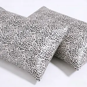 Luxurious Faux Silk Polyester Satin Pillowcases, Leopard Print, 2-Piece Set, Super Smooth Envelope Closure, Hair and Skin Friendly, Soft Home Decor Gift