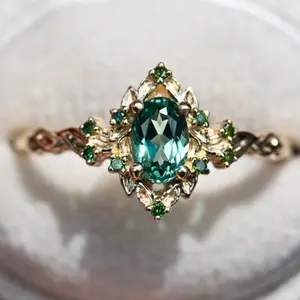 1pc New Fashion Emerald Green Zirconia Ring, Suitable Engagement Jewelry Accessories for Women, Great Gift for Girlfriend