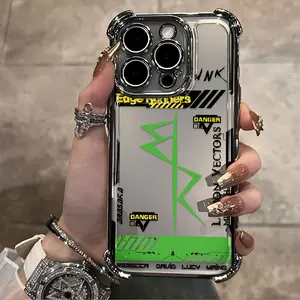 Cyberpunk Style Frame Pattern Phone Case Suitable for iPhone 17 17Air 16 15 14 13 12 11 Pro Max X XSMAX Plus Electroplated Shockproof Transparent Soft Back Cover Shell Aesthetic