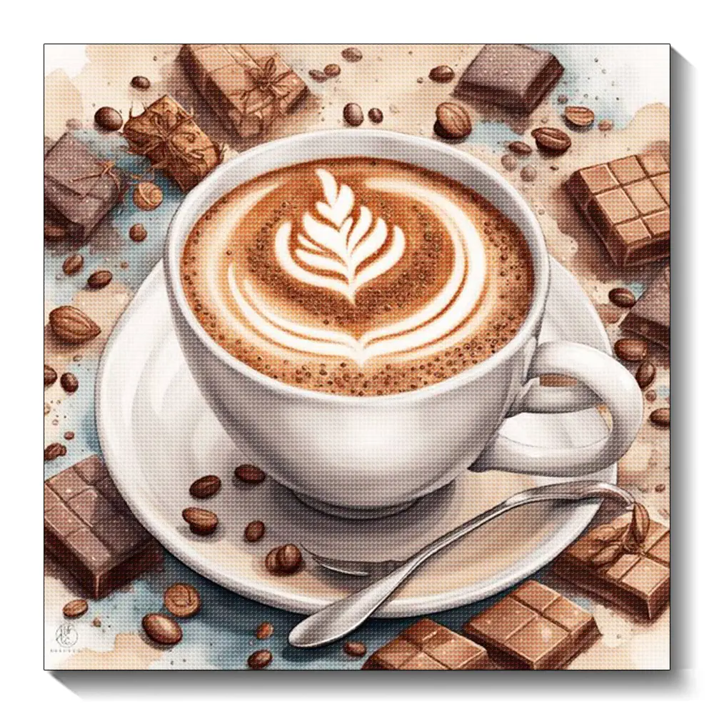 Coffee Bread Picture Diamond Painting Kit Kitchen Restaurant Wall Decoration Mosaic Embroidery Suitable for Adult DIY Hobbies 30x30cm /11.81x11.81inch