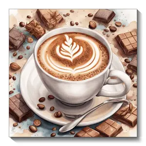 Coffee Bread Picture Diamond Painting Kit Kitchen Restaurant Wall Decoration Mosaic Embroidery Suitable for Adult DIY Hobbies 30x30cm /11.81x11.81inch