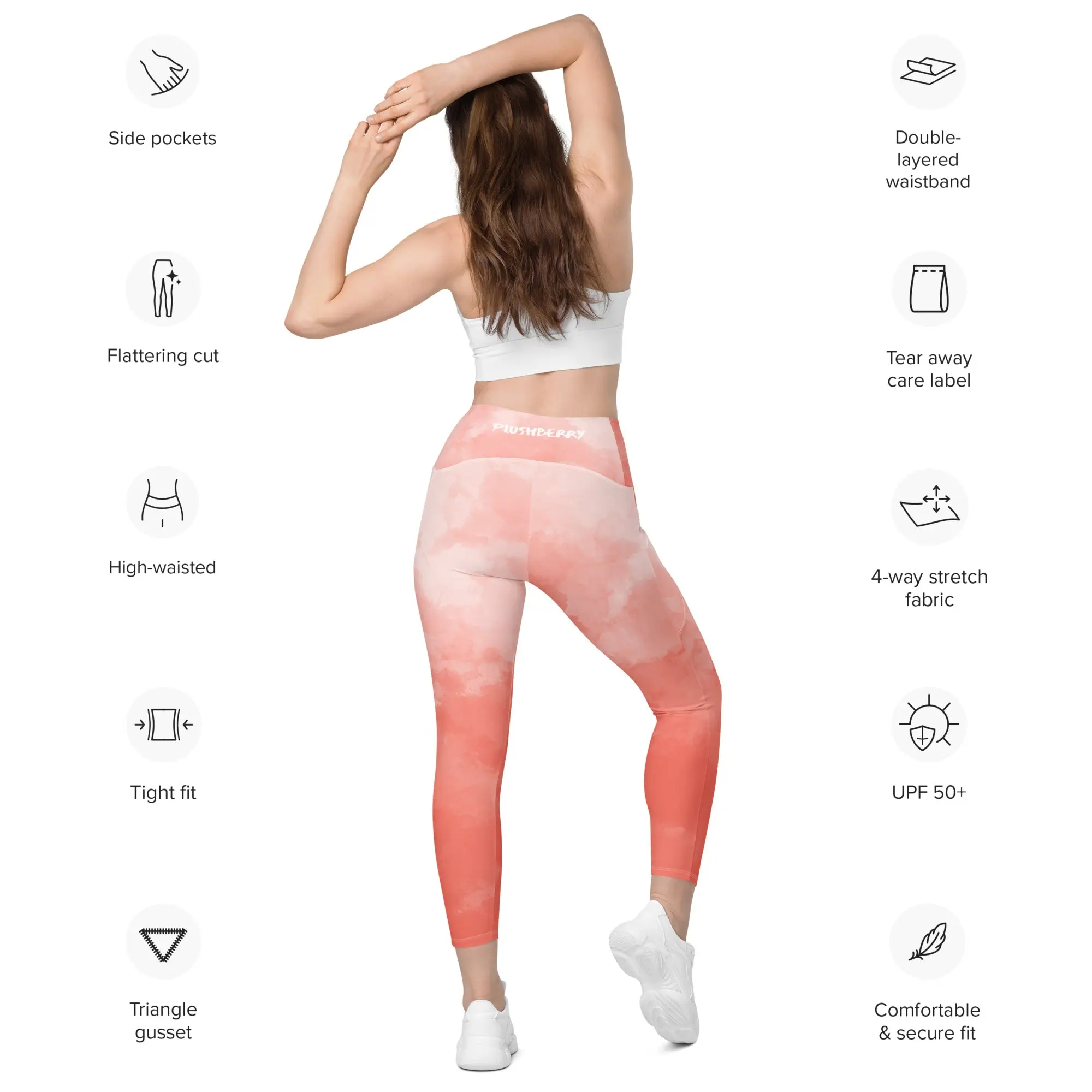 Plushberry Dream Leggings with Side Pockets, Double Layered Waistband, High-Waisted, Soft Fabric, Comfortable Fit, Ideal for Casual Womenswear