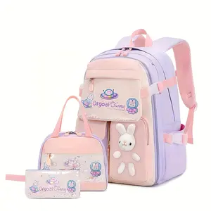 3pcs Girls' Backpack Set, S's Backpack for Girls, Cute Rabbit Schoolbag, Backpack, Shoulder Bag, for Teenager