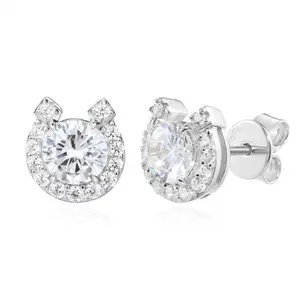 【#E610】Horseshoe Earrings UCCIYO Lab-Created Moissanite Earrings For Women S925 Sterling Silver Stud Earring Men Hip Hop Jewelry Couple Gift
