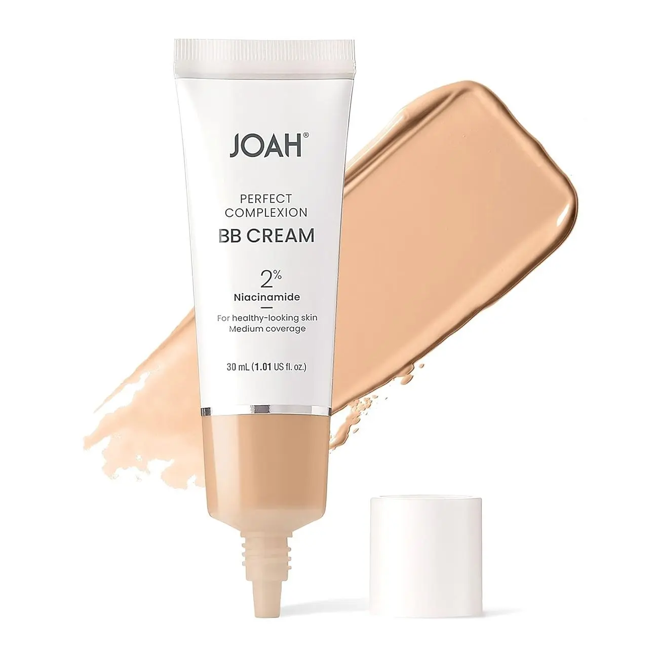 JOAH Perfect Complexion BB Cream with Hyaluronic Acid and Niaciminade, Korean Makeup with Medium Buildable Coverage, Evens Skin Tone, Lightweight, Semi Matte Finish, Tan with Neutral Undertones (Light with Cool Undertones)