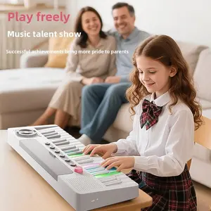 Rainbow Electronic Keyboard for Kids Ages 3 and Up, 37 Keys with LED Lights, Battery Operated Piano with Headphone Jack, Music Learning Toy