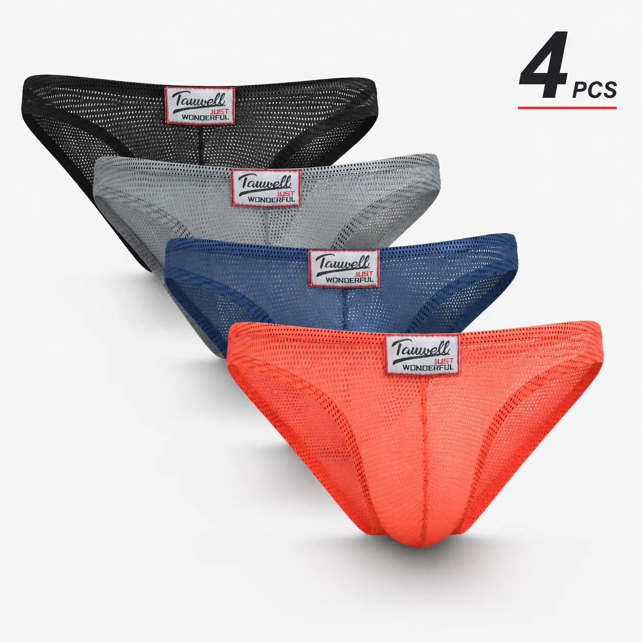 1/4 pcs Men's mesh triangular underwear, colorful underwear, sexy underwear, men's thin plain pants, briefs, shorts, close-fitting men's style, summer Breathable daily casual sport home underwear,