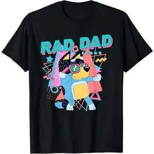 Blue Rad Dad Tan Blue Heeler Bandit Dad Retro 90s T-Shirt