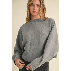 Mable Round Neck Dolman Sleeve Cropped Sweater