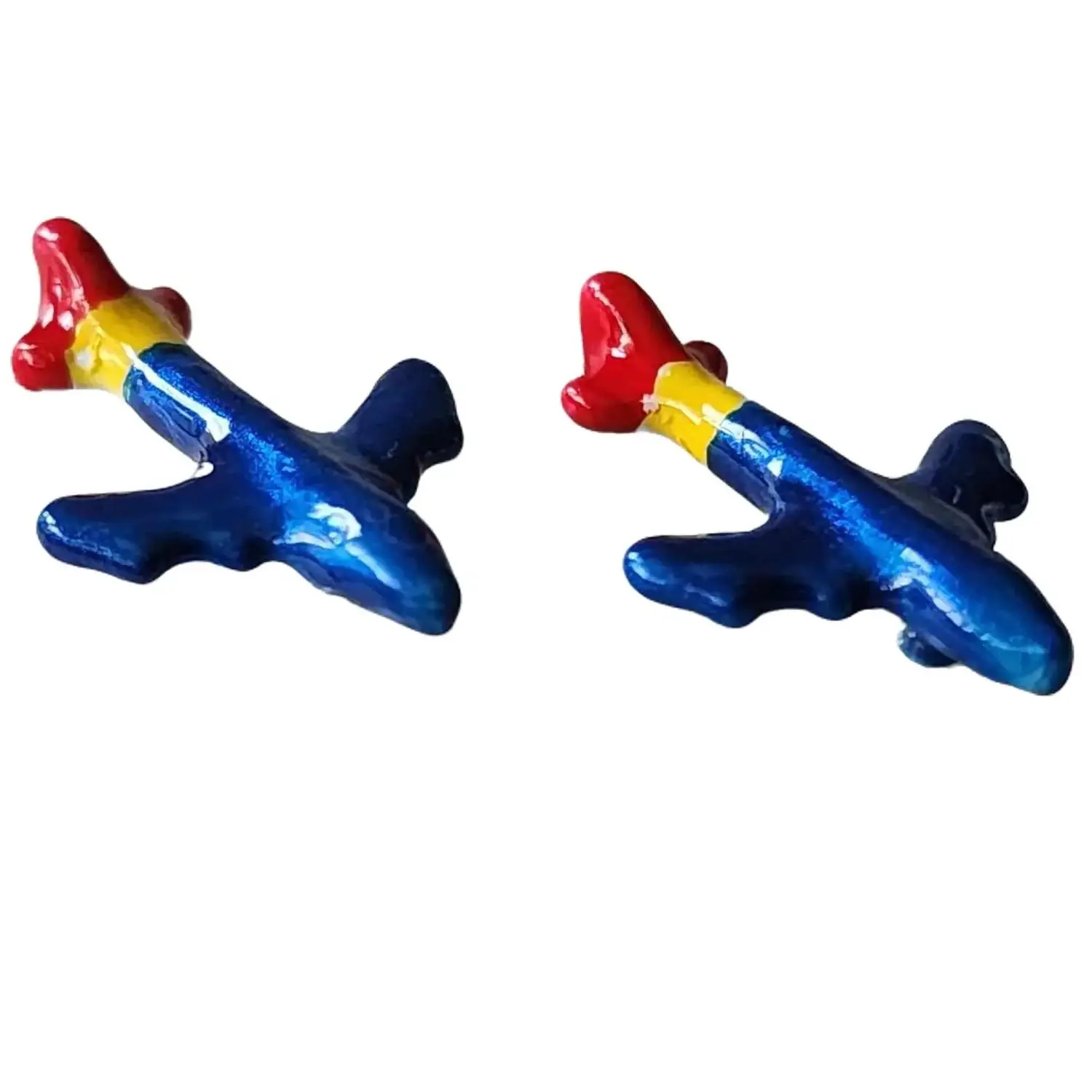 Airplane Stud Earrings Blue Red Yellow