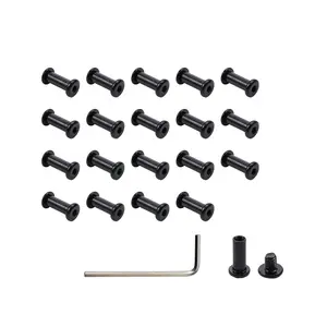 Oedema 20-Pack M6×8mm Binding Screws Stainless Steel Barrel Nuts and Bolts Screw Rivets with 1Pcs Allen Wrench for Furniture Bed Belt Buckle Leather Binding Bolts
