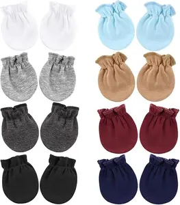 Newborn Infant Toddler Mittens No Scratch Cotton Elastic Wrist Gloves Hypoallergenic for 0-6 Months Baby Boys Girls