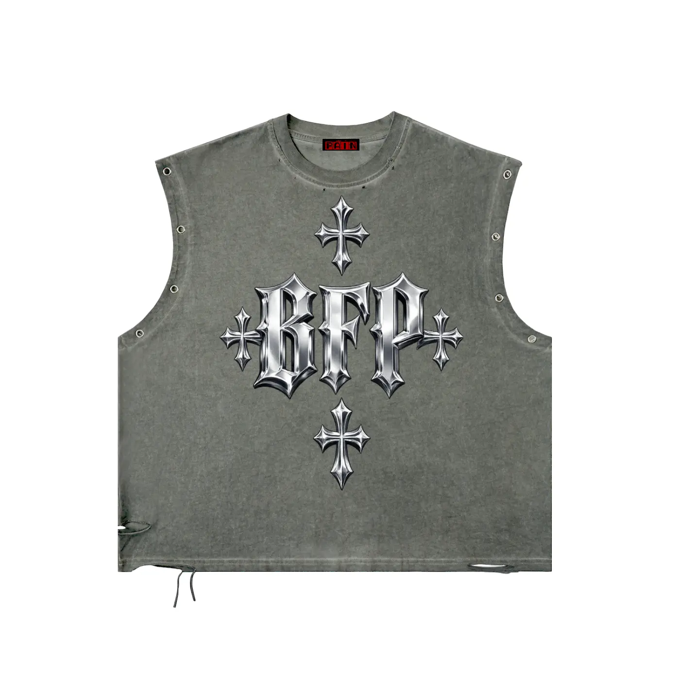 CHROME Distressed Grommet Eyelet Tank Top