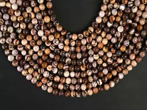 Natural Australian Zebra Jasper Round Smooth Gemstone Beads String, 15.5 Inches Long, 4/6/8/10 MM, for Beading, Beads Jewelry Making & Crafting - AS & JG