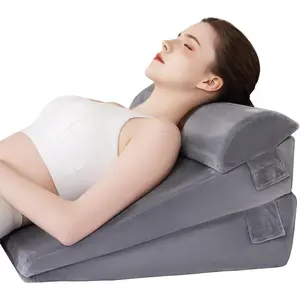 Wedge Pillow Set for After Surgery 3 Pieces Bed Wedge Pillow for Sleeping -Sleep Apnea, Acid Reflux, Snoring, Neck Pain,Back Pain and Legs Pain Relief for Adults (Grey, 3 Set)